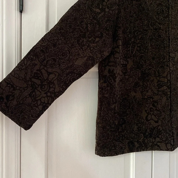 Chico’s Size 2 Brown Black Patterned Textured‎ Jacket Quilted Chicos Size Large - Picture 7 of 10